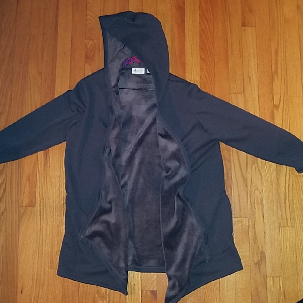 Denim & Co. Draped Open-Front Cardigan with Hood